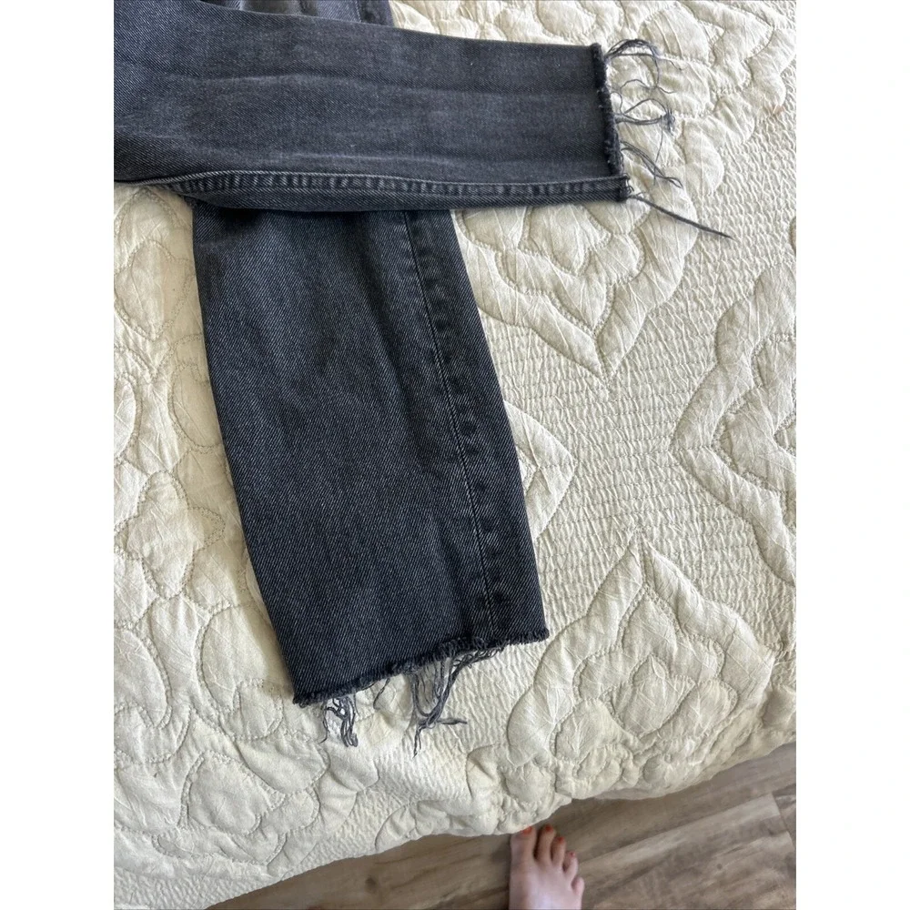 GRLFRND Karolina Jeans Women's 23 Black  Distressed Button Fly Raw‎ Hems